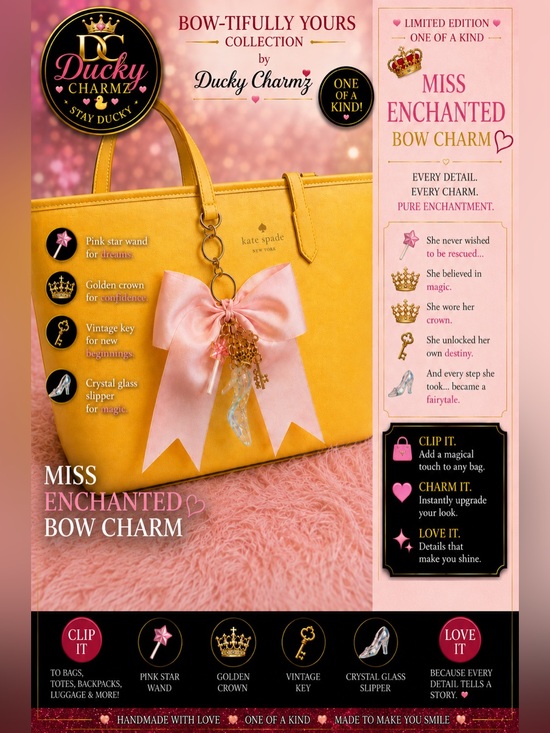 𝐃𝐔𝐂𝐊𝐘 𝐂𝐇𝐀𝐑𝐌𝐙 Accessories - 🚨SOLD🚨🌸 NEW! Miss Enchanted Bow Charm ✨ Limited Edition • One of a Kind
